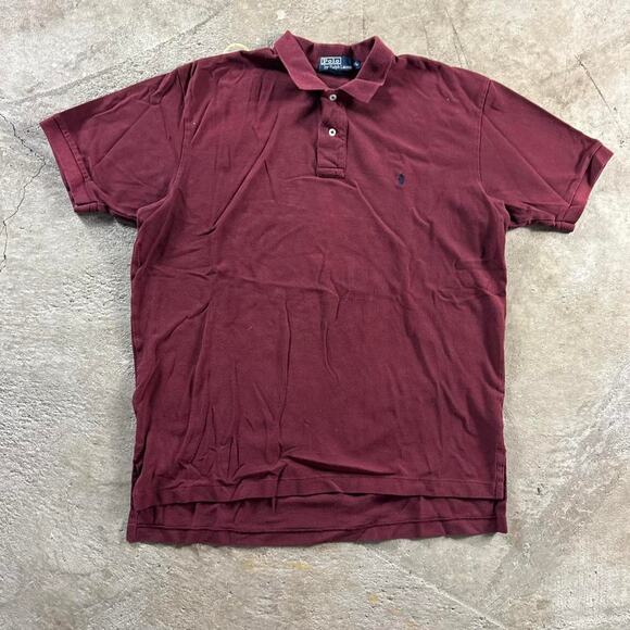 Vintage VTG 90’s Burgundy Polo Ralph Lauren Mini Logo Polo Shirt - Picture 1 of 8